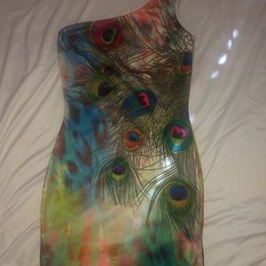 Peacock mini dress